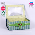caja de regalo de cartón verde de alta calidad con ventana transparente